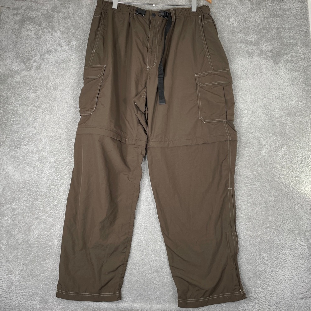 REI Sahara Convertible Cargo Pants Mens 2XL 38x32 Brown Nylon Hiking UPF 50+